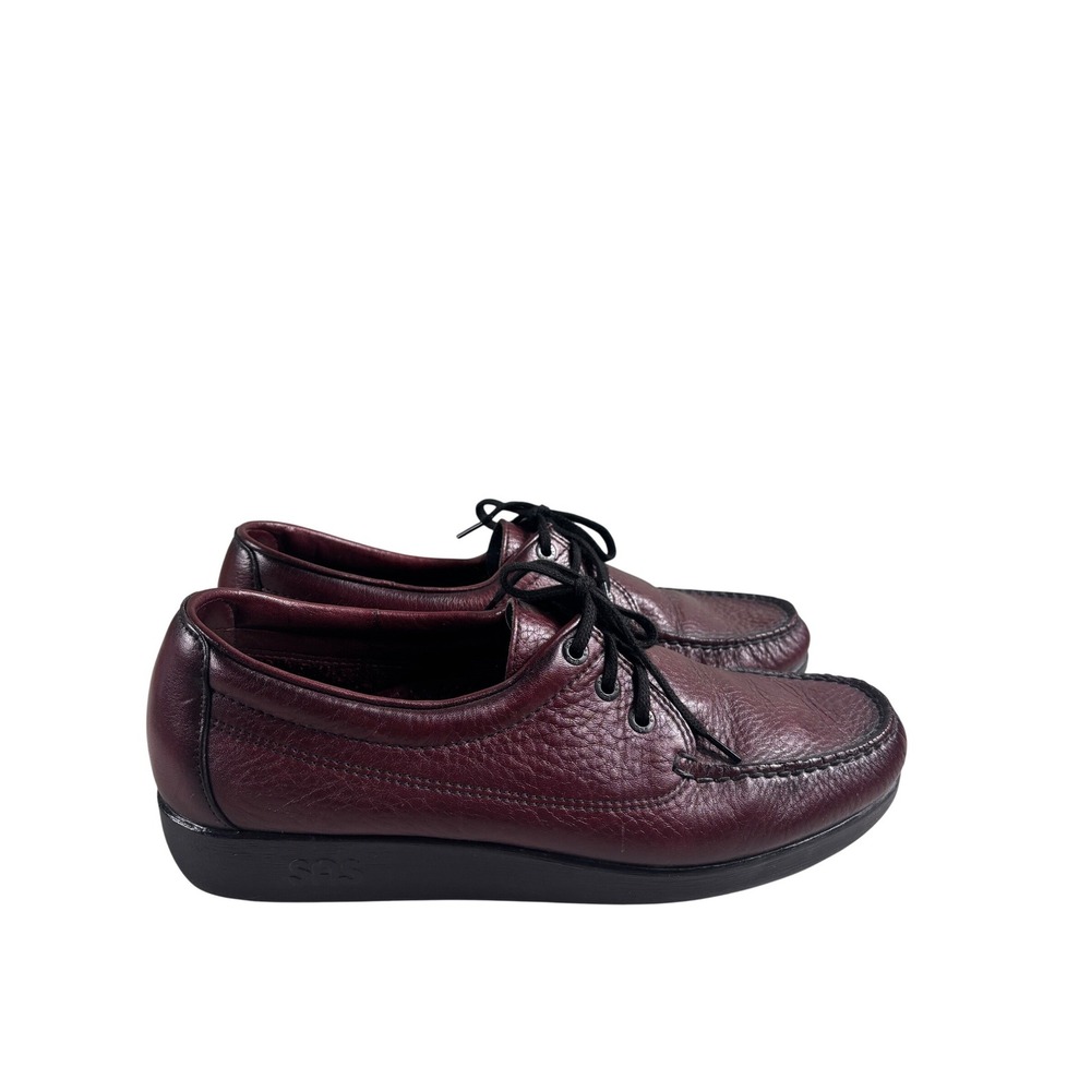 SAS Shoes Men's Burgundy Leather Moc Toe‎ Lace Up Comfort Size 12 M